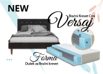 Versaj Bračni Krevet  216X164X108 cm - Crni + Forma Dušek za Bračni krevet 153x205 cm