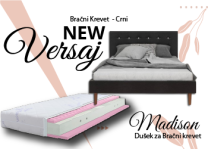 Versaj Bračni Krevet  216X164X108 cm - Crni + Madison Dušek za Bračni krevet 153x205 cm