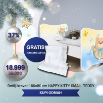 dečiji krevet meda sa plavom mašnom