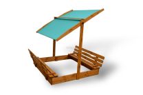 Drveni peskovnik sa Klupama i Tendom 150x150 cm