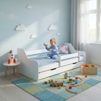 Krevet sa fiokom i dušekom 160X80 Dione Beli + POKLON