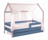 Krevet Kucica Sa Fiokom I Dušekom(9Cm) 180X80 Domek Plavi (Bukva)