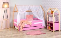 Krevet Kucica Sa Fiokom I Dušekom(9Cm) 180X80 Domek Roze (Bukva)